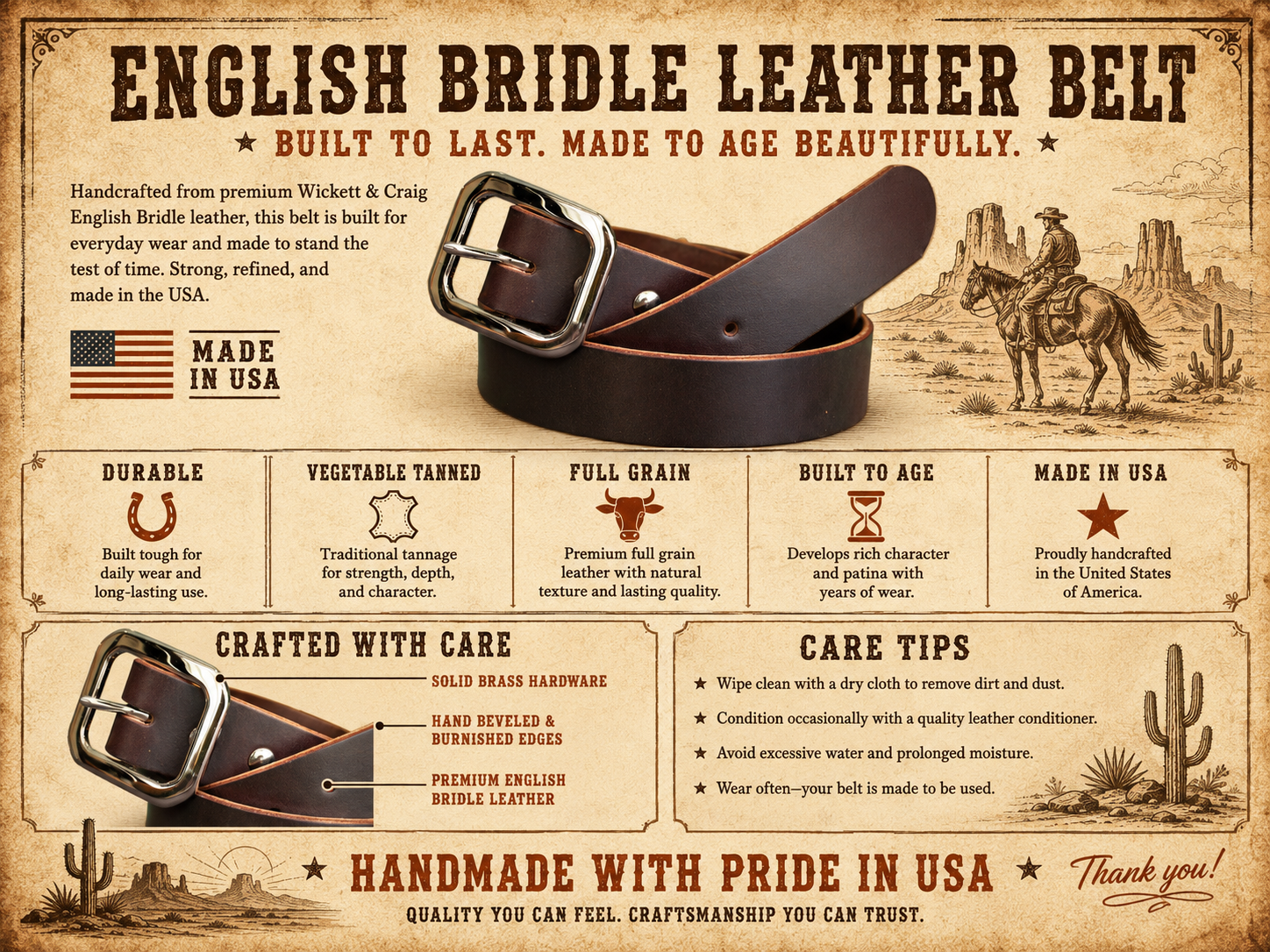 English Bridle Belt | Dark Brown